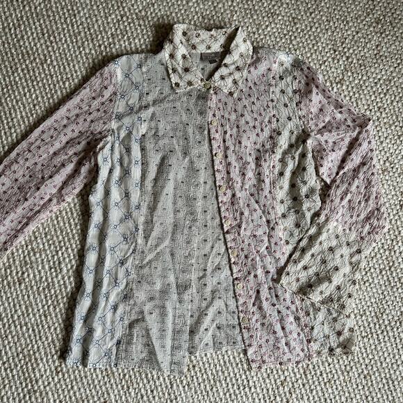 Beautiful J. Jill Embroidered Button Down Shirt Size Medium - Picture 2 of 7